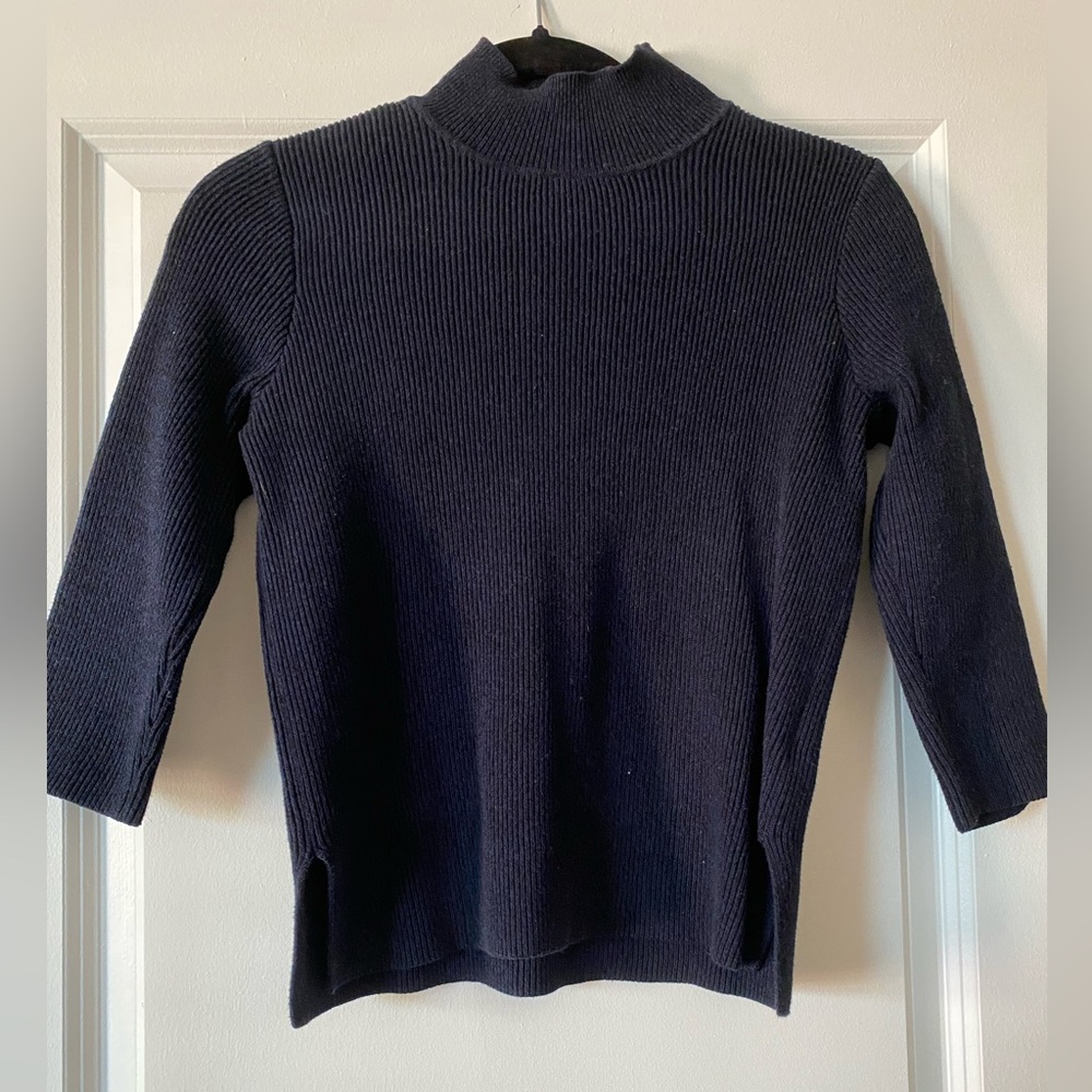 Ganni Navy Blue Women’s Turtleneck 3/4 Sleeve Sweater Size XS
